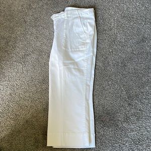 CABI white wide leg pant. Stretch jean material